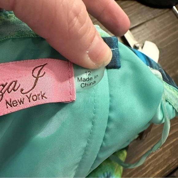 Eliza J Blue and Green Strapless Party Dress With Pockets Sz 12 GUC - Picture 8 of 12